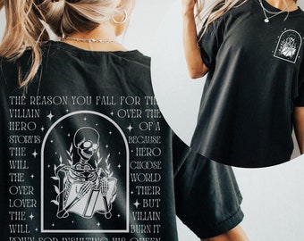 Villain Bookish Shirt Reading T-shirt Dark Academia Aesthetic Crewneck shirt Romance Fantasy Book Sweatshirt Book Lover Gift