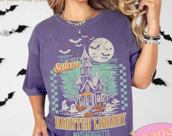Bookish Halloween Shirt Haunted Library Tee Comfort Colors® Tshirt Book Lover Gift Librarian T-shirt Salem Tee Spooky Fall Reader Shirt