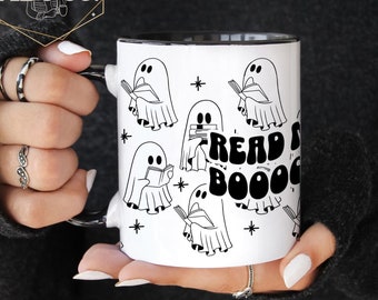 Reading Ghost Halloween Coffee Mug Read More Books Housewarming Gift Bookish Ghost Gift Spooky Vibes Cute Halloween Mug Fall Book Coffee Mug