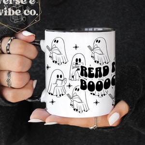 Reading Ghost Halloween Coffee Mug Read More Books Housewarming Gift Bookish Ghost Gift Spooky Vibes Cute Halloween Mug Fall Book Coffee Mug