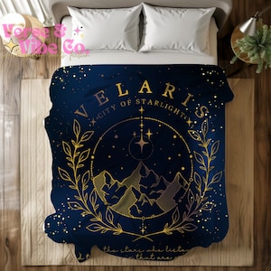 Kocyk do czytania Velaris Licencjonowany SJM ACOTAR Merch The Night Court Pluszowy koc Sherpa Dwór cierni i róż Prezent Książkowy prezent dla niej