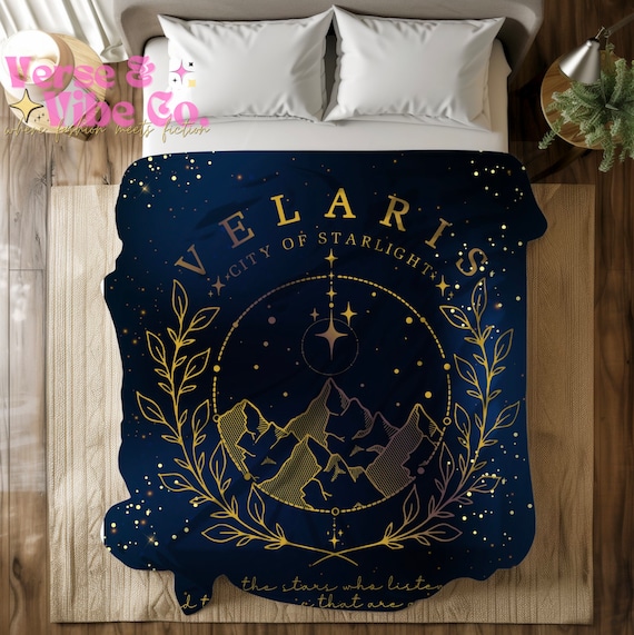 Velaris Reading Blanket Licensed SJM ACOTAR Merch The Night Court Plush Sherpa Throw A Court of Thorns and Roses Gift Bookish Gift For Her