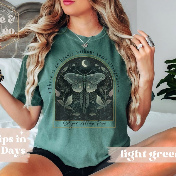 Edgar Allen Poe Shirt, Poetry Lover Gift dark academia bookish gift night garden literary quote fairycore gothic merch botanical bookish tee