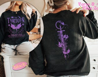 Felpa con cappuccio Thirteen, Felpa con cappuccio Throne Of Glass, Merchandising SJM Universe concesso in licenza, Manon Blackbeak, Streghe Ironteeth, Dorian Haviliard, Regalo da libraio