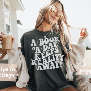 Book A Day Retro Shirt Bookish Mental Health Shirt Read More Book Lover Bookworm BookTok Romance Reader Book Addict Romantasy Bibliophile