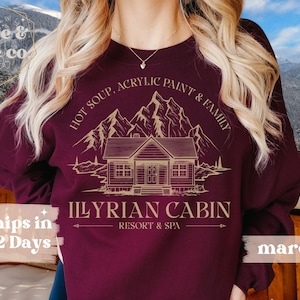 ACOTAR Sweatshirt Illyrian Cabin Resort Velaris Night Court, Rhysand Feyre Cassian Licensed SJM Universe Merch Bookish Shirt Gift For Her