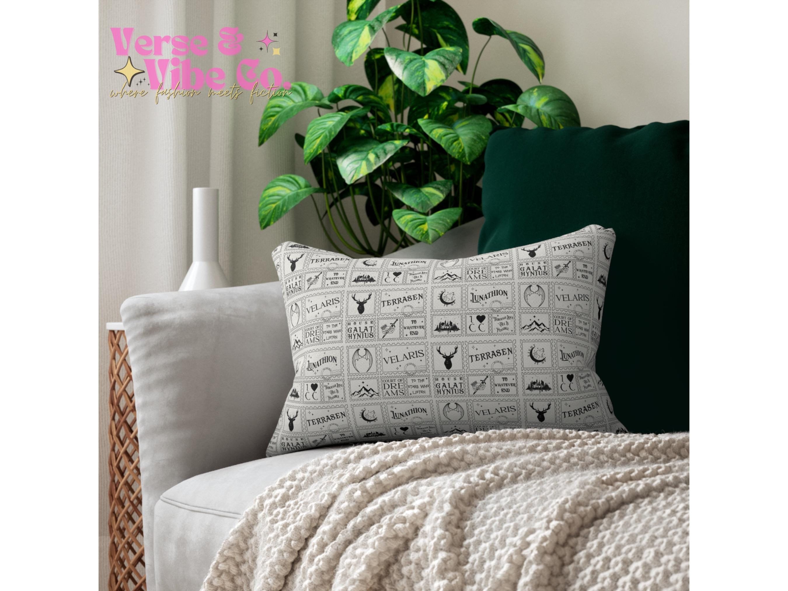 SJM Universe Reading Pillow ACOTAR Throne Of Glass Throw Pillow Velaris Terrasen Crescent City Bookish Gift Licensed Sarah J Maas Decor