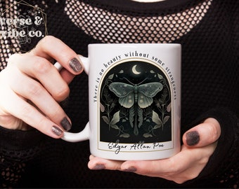 Edgar Allen Poe Coffee Mug Poetry Lover Gift dark academia bookish gift night garden literary quote fairycore gothic merch botanical bookish