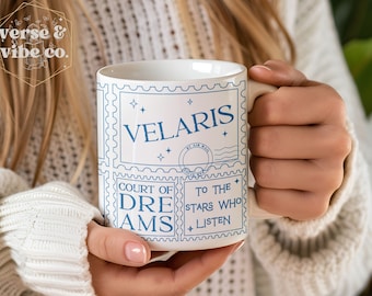 Velaris ACOTAR-mugg Till stjärnorna som lyssnar Licensierad SJM-merchandisegåva Drömmarnas hov Natthov Rhysand Feyre Nesta Bokliknande Glastron