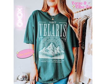 Visit Velaris Comfort Colors ACOTAR Travel Shirt Night Court Sarah J Maas Licensed SJM Merch Throne Of Glass Crescent City Distressed Shirt
