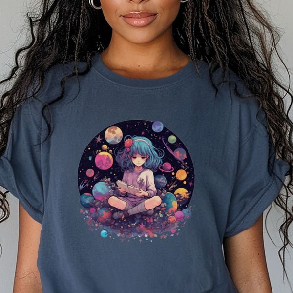 Mystical Universe Shirt, Anime Shirt, Boho Hippie Shirt, Hippie Shirt, Spiritual Shirt, Casual Oversized Tee, Aquarel Printed Tee