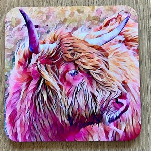Highland Cow Cork-back coaster