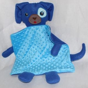 Personalized Baby Lovey: Handmade Embroidered Plush Dog Security Blanket