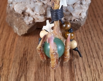 Chicken Foot Charm Holding Aventurine Crystal