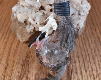 Chicken Foot Charm Holding Quartz Crystal