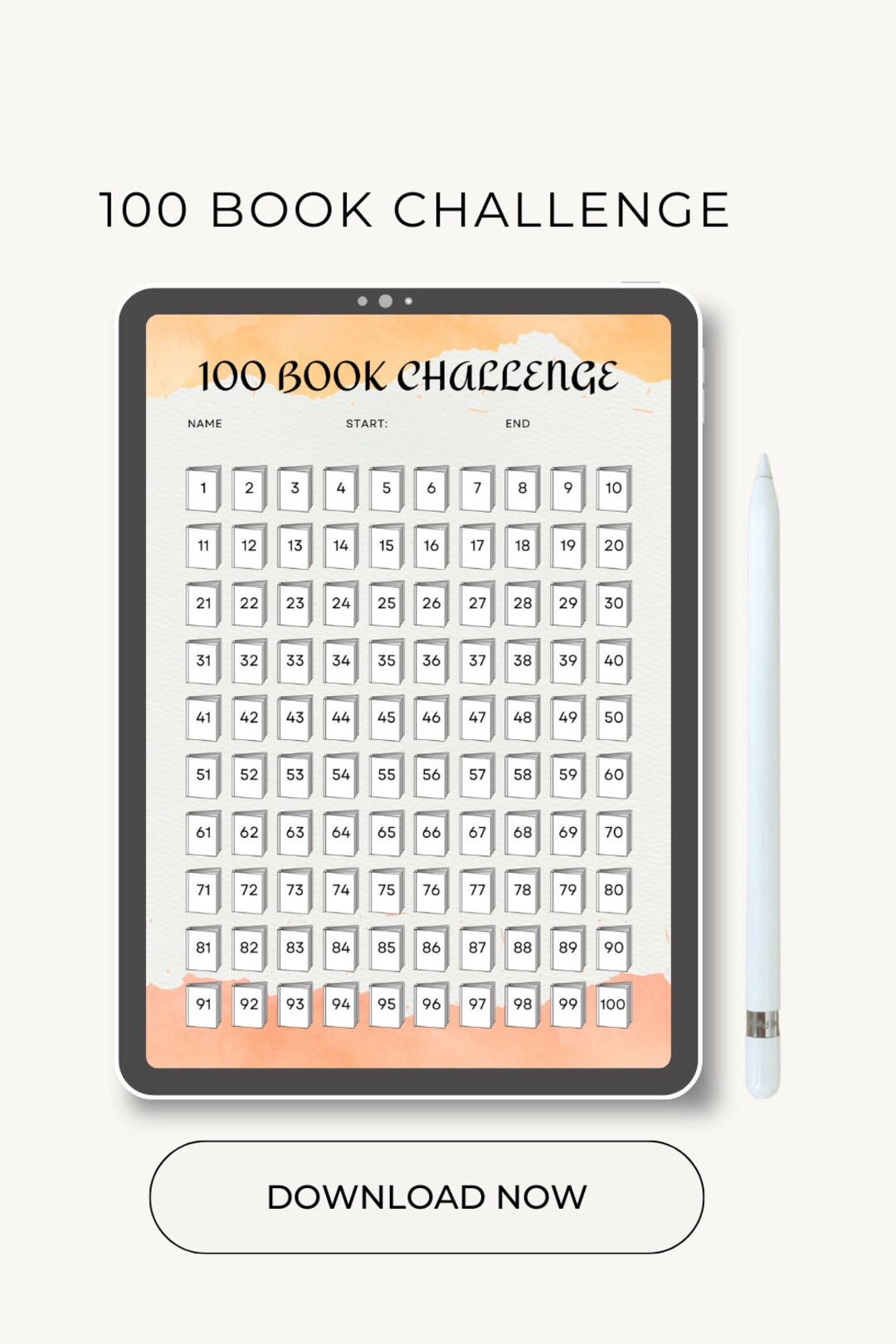 100 Book Challenge Tracker, Reading Log, Book Reading Journal ...