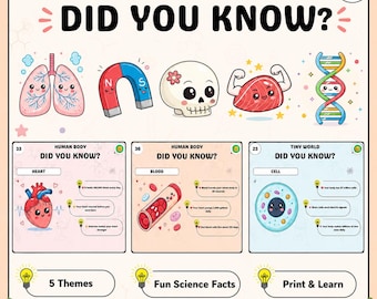 Preschool Science Facts Printable | Early Learning Activities (Digital Download)