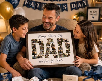 DAD Photo Collage Template, Personalized Fathers Day Gift (Canva Printable)