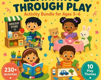 Play-Based Learning Bundle for Ages 3-6 | Pretend Play, Reading, Math Activities (Digital Download)