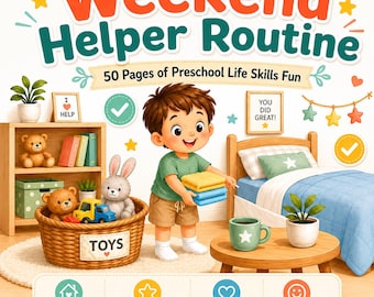 Weekend Helper Routine Activity Book – Preschool Life Skills Printable (50 Pages)