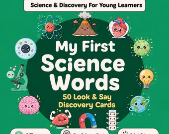 My First Science Words Flashcards, 50 Look & Say Discovery Cards (Digital Download)