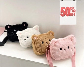 Super Cute Animal Plush Crossbody | High Quality Plush Material | Cartoon Animal Bag |Cat Shoulder Bag  | Kitten Bag | All Ages