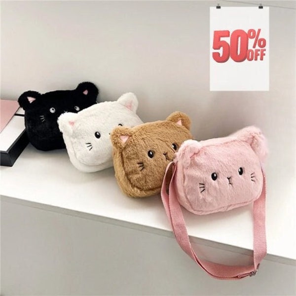 Super Cute Animal Plush Crossbody | High Quality Plush Material | Cartoon Animal Bag |Cat Shoulder Bag  | Kitten Bag | All Ages