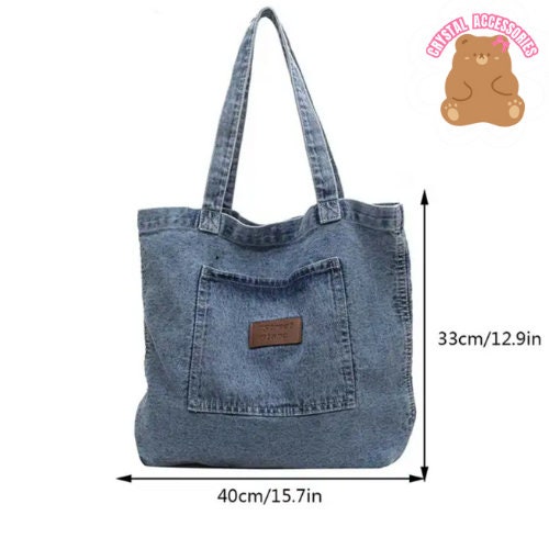 Cute And Durable Denim Tote Bag Women S Jean Shoulder Bag Everyday