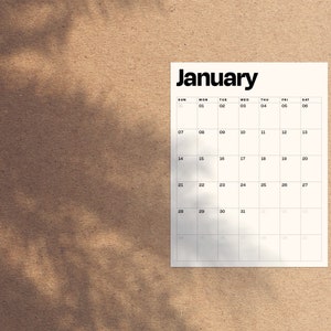 2024 Printable Calendar 8.5x11 Wall Calendar Monthly Planner 2024 Sunday Start 12 Months Simple Modern Digital Download PDF image 3