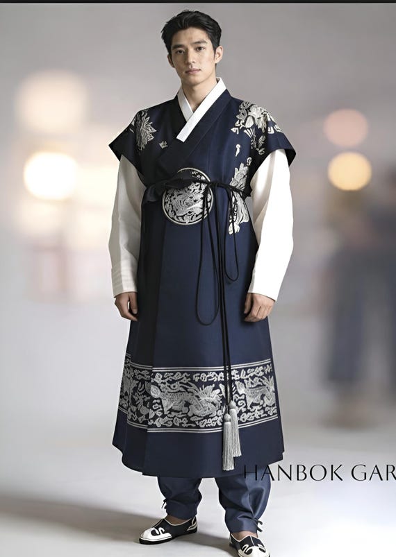 korean formal dress male 3-Piece Men's Dab-ho Hanbok Set Size_UK 12