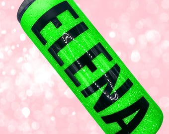 Neon Green Sparkle Cup | Neon Glitter Tumbler | Personalized Glitter Tumbler | Custom Coffee Cup | Name Sparkle Cup | Custom Gift | Cup