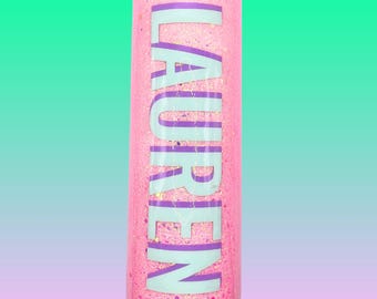 Vaso rosa pastel brillante / Vaso rosa con purpurina / Vaso con purpurina personalizado / Taza de café personalizada / Vaso brillante con nombre / Regalo personalizado / Taza