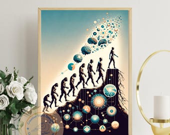 Human Evolution Wall Art – Digital Science Poster, Natural Selection Printable, Classroom Decor, Teacher Gift, Instant Download