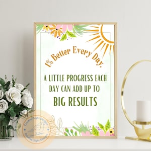 1% Better Every Day Motivational Poster Print | Inspirational Quote Wall Art for Home Office Decor | Printable Instant Download