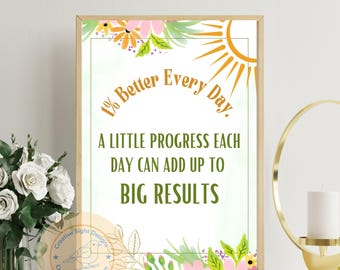 1% Better Every Day Motivational Poster Print | Inspirational Quote Wall Art for Home Office Decor | Printable Instant Download