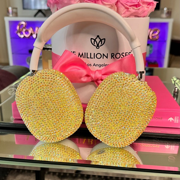 Yellow Airpods Max Jelly Rhinestone Case