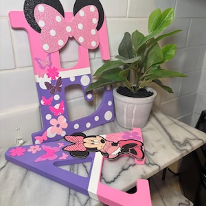 Minnie Mouse Decorative Letters Nursery Wall Decor Birthday Party Name Letters Personalized Kids Room Initials Custom Minnie Mouse Name Sign