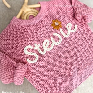 Custom Newborn/Baby/Toddler/Kid Hand-Embroidered Personalized Name Sweater image 1