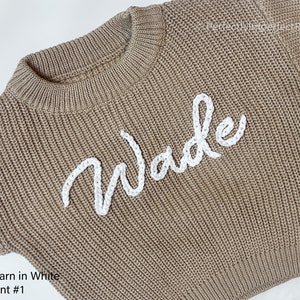 Custom Newborn/Baby/Toddler/Kid Hand-Embroidered Personalized Name Sweater image 3