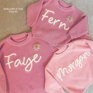 Custom Newborn/Baby/Toddler/Kid Hand-Embroidered Personalized Name Sweater image 10