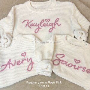 Custom Newborn/Baby/Toddler/Kid Hand-Embroidered Personalized Name Sweater image 9