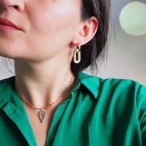 Handmade gold stainless steel hoop earrings with interchangeable tassels