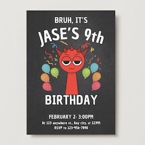 DIGITAL DOWNLOAD | Sprunki Birthday Invitation | Editable Invitation | Canva Invitation | Bruh It&#39;s My Birthday | Sprunki | Raddy Birthday