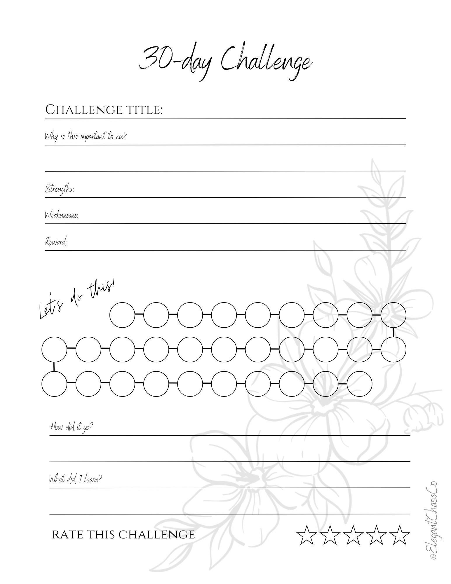 30-day Challenge- Printable - Etsy