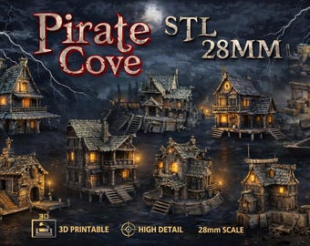 Pirate Cove Village – STL Terrain for Tabletop RPGs & Wargames (28 mm)