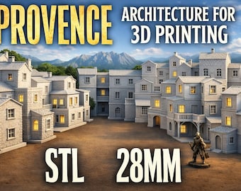 Provence Village – 3D Printable 28 mm STL Mediterranean Architecture Terrain