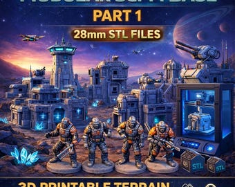 Modular Sci-Fi Base Terrain – Part 1 | 28mm STL Files (Digital Download)
