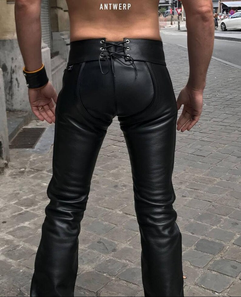 Leather Convertible Chaps Pants Adult, Black Leather Chaps and Pant, 2