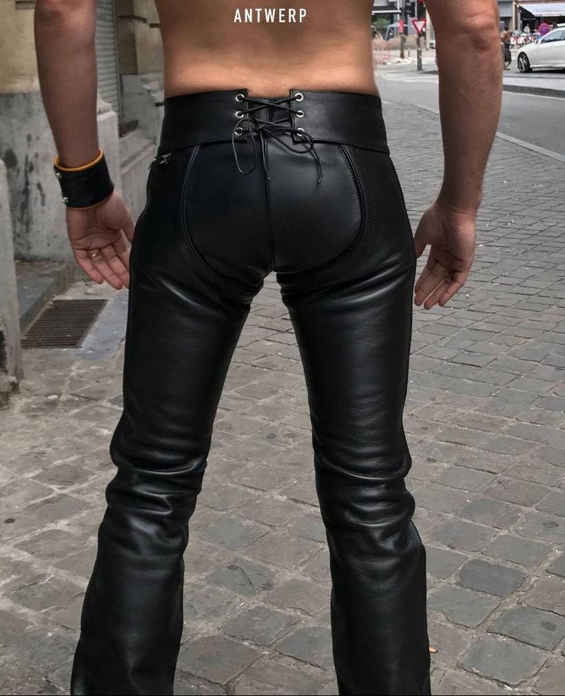 Leather Convertible Chaps Pants Adult, Black Leather Chaps and Pant, 2 ...