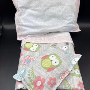 Pretend play. Handmade Flannel Doll Bedding, Fits 18" Dolls